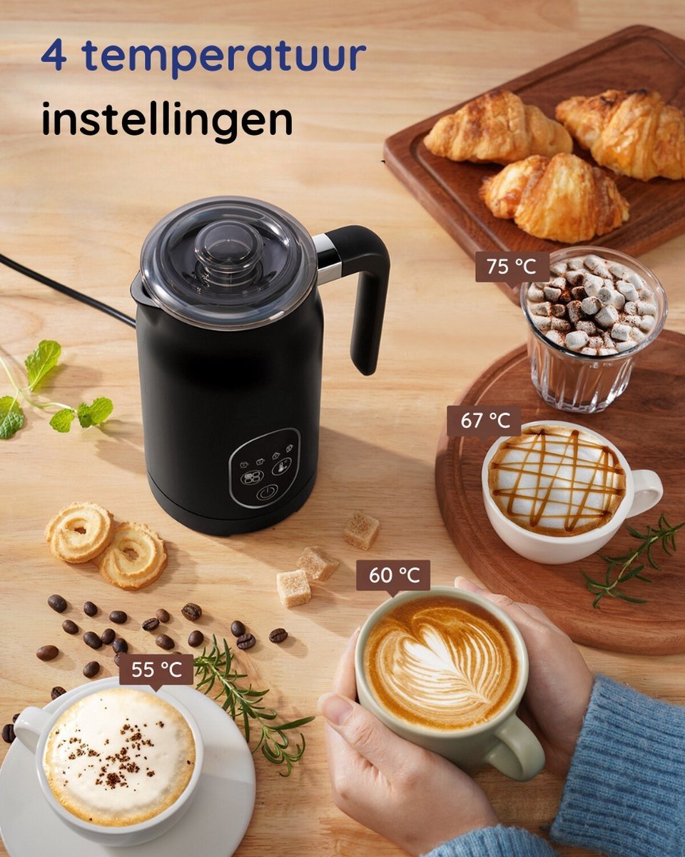Safecourt Kitchen Milchaufschäumer - Elektrisch - 4-in-1 - Schwarz