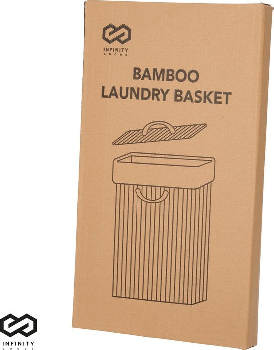 Infinity Goods Bambus-Wäschekorb mit Deckel - Wäschesortierer - waschbarer Baumwoll-Wäschesack - Griffe - 72 Liter - Naturbraun