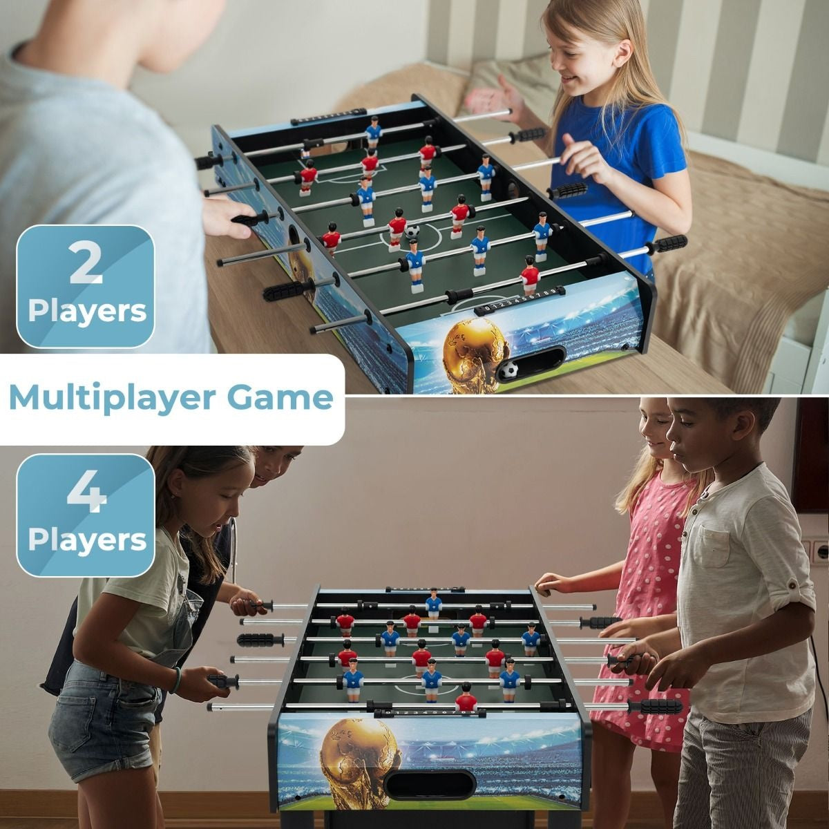 Coast Mini Tischfußballspiel - Inklusive 2 Bälle - Mit Punktezähler und abnehmbaren Beinen - 94 x 51 x 68,5 cm