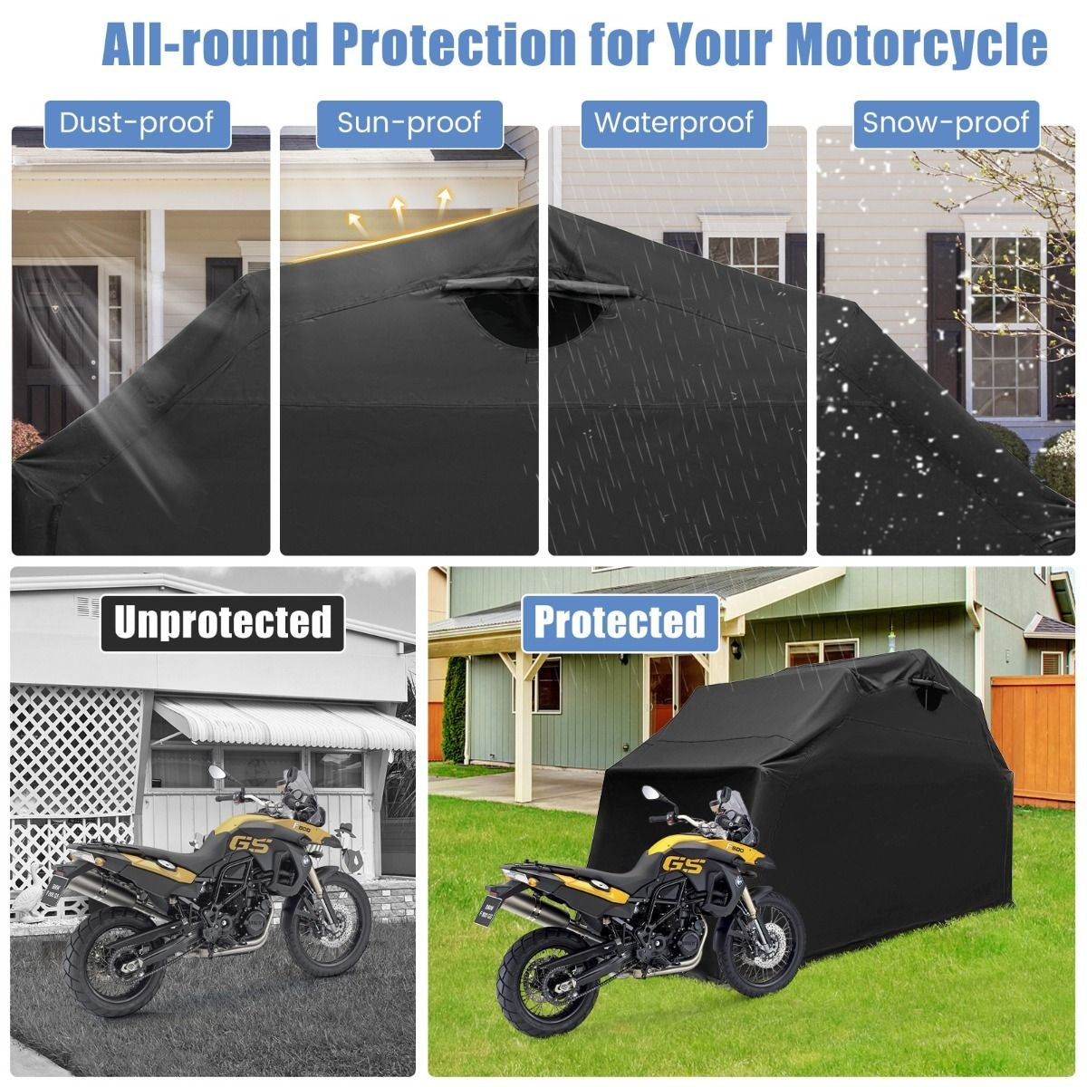 Coast Motorradständer - Robust - Wetterfest - 345 x 137 x 190 cm - Schwarz