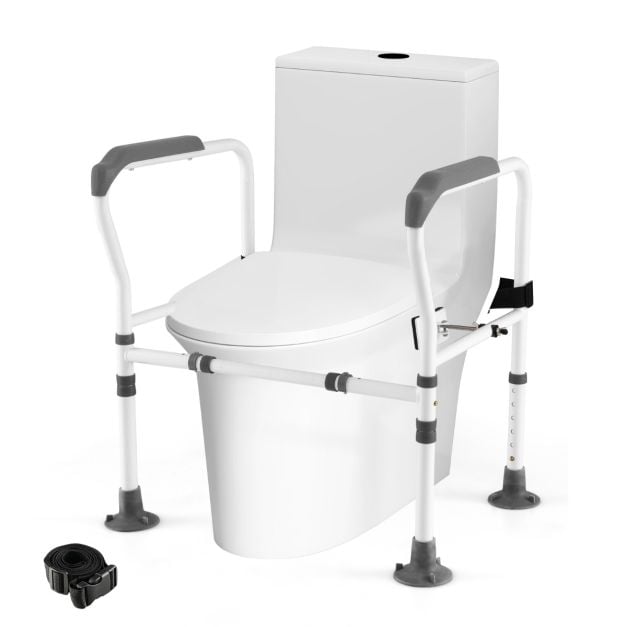 Coast Toilettenstütze Grau/Weiß - Verstellbare und klappbare Toilettenhalterung - 62-68 x 49,5 x 65,5-78 cm
