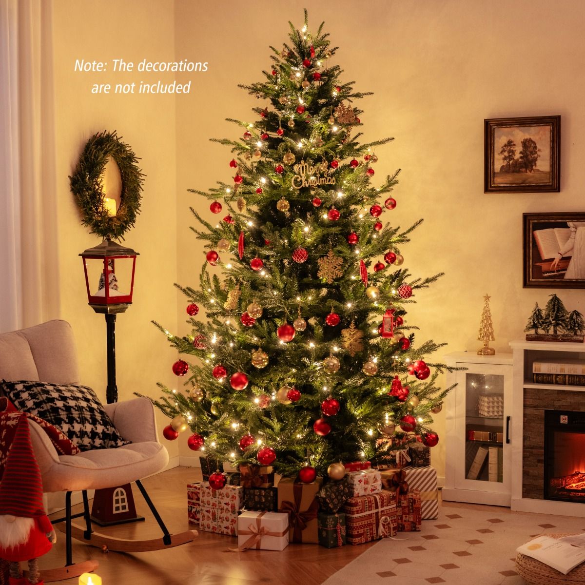 Coast Künstlicher Weihnachtsbaum 240 cm grün - aufklappbar - beleuchtet mit 450 warmweißen LEDs - voll & realistisch - mit Metallständer