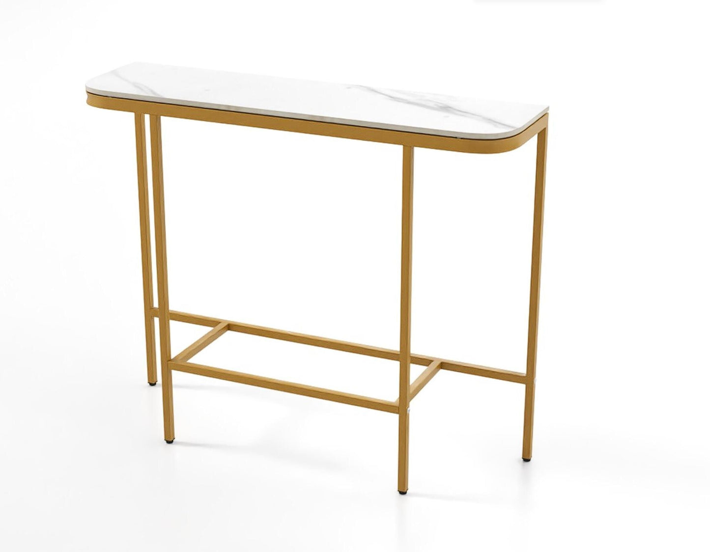 Coast Sidetable Weiß/Gold - Moderner Konsolentisch mit Platte in Marmoroptik - 110 x 30 x 91 cm