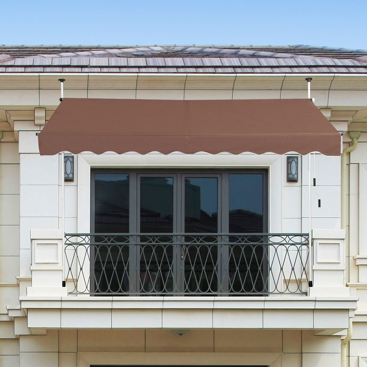 Coast Sunshade 300x120 cm Höhenverstellbar Braun - Ausziehbares Sonnensegel für Balkon, Terrasse oder Fenster