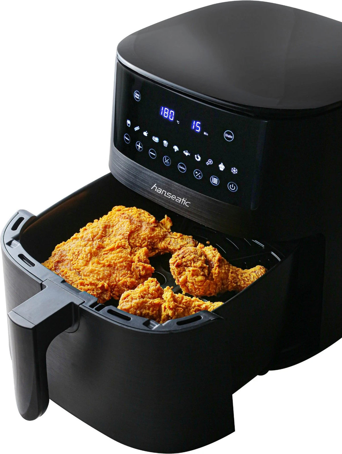 Hanseatic Airfryer 6,5L - 1650W - Schwarz - Multikocher - 10 Programme - 34x30x40 cm