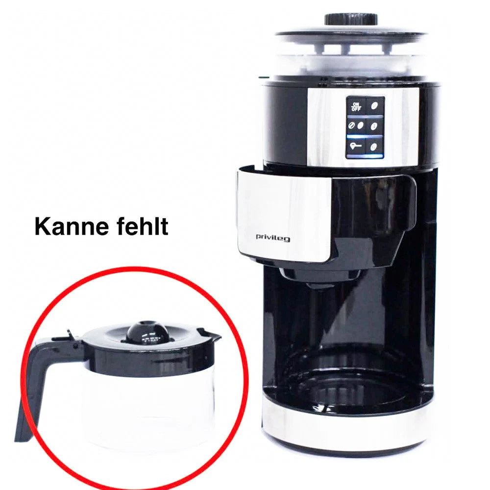 Privileg - Kaffeemaschine mit integrierter Kaffeemühle - für Kaffeebohnen und gemahlenen Kaffee - mit Digitalanzeige und Timer - ohne Kaffeekanne - schwarzer und silberner Kunststoff