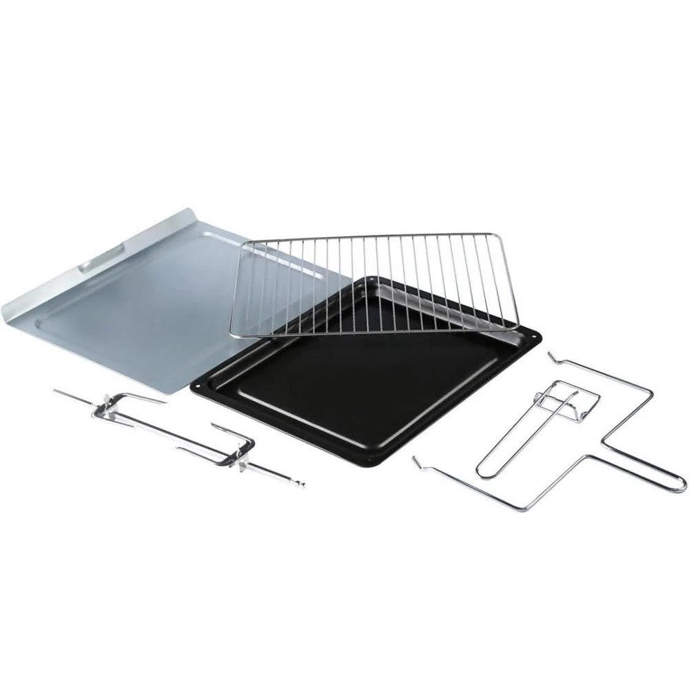 Hanseatic - Multi-Ofen mit 2 Glaskeramik-Kochfeldern - 28 Liter & 3100 Watt - Mit Ober- & Unterhitze & Grillfunktion - Kompakter Backofen - Schwarzes Metall & Glas