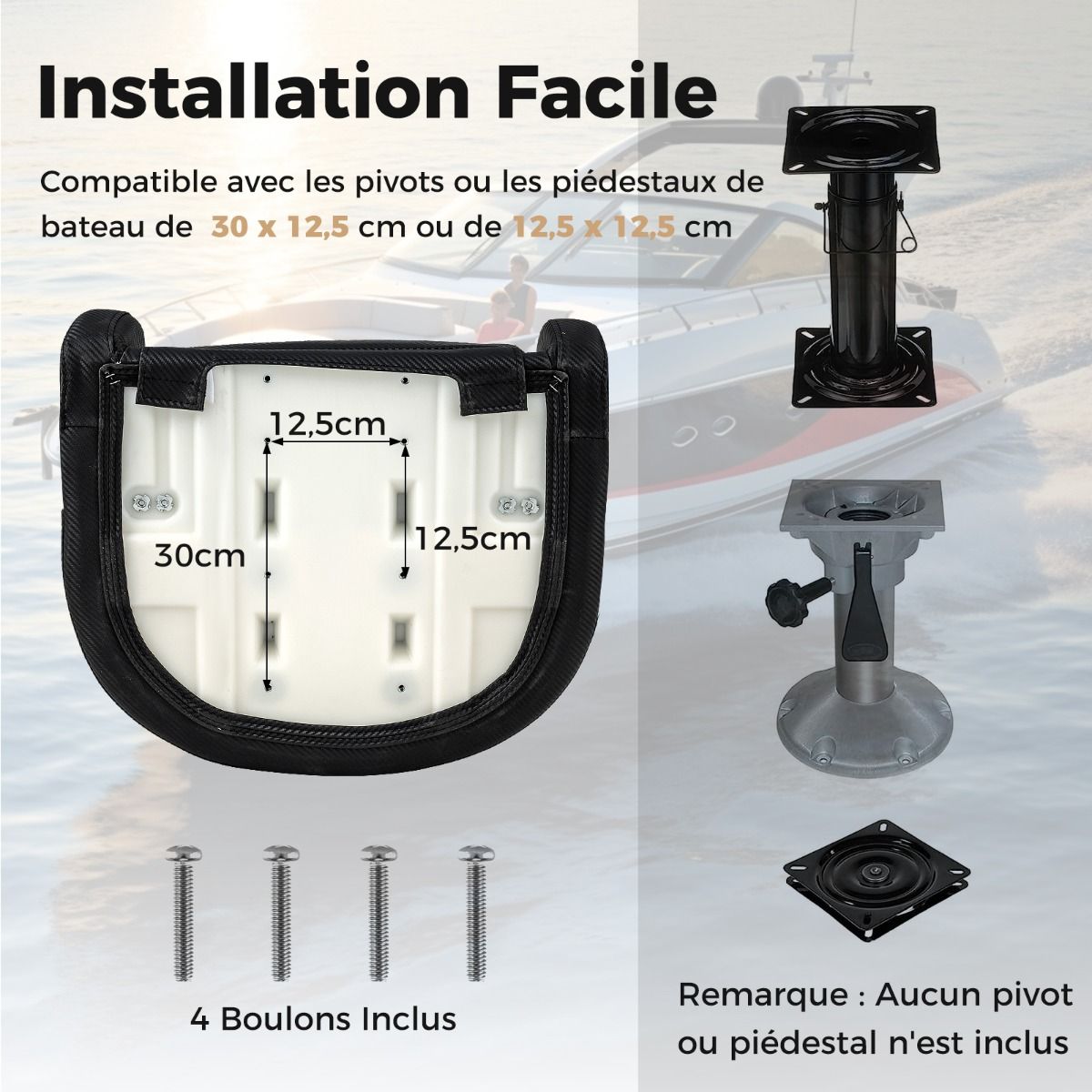 Coast Bucket Seat für Boote - PVC Leder - Ergonomisch - Max. 150 kg - 56 x 70 x 62 cm - Schwarz / Weiß