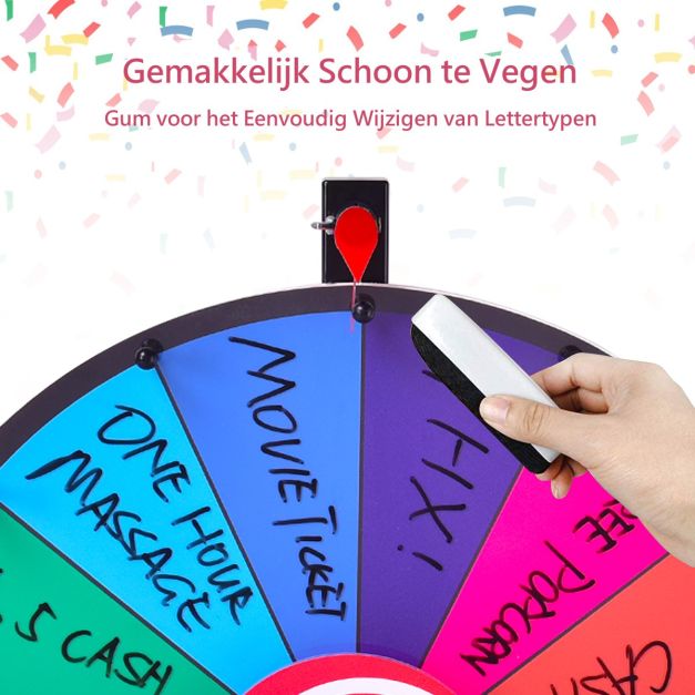 Coast Glücksrad Multicolour - Wiederverwendbares Preisrad mit Marker und Wischer - Ø48 cm