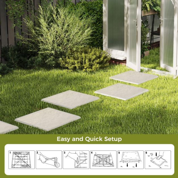 Coast Trittsteine - 8-teilig - 40x40 cm - Gartenweg - PP - Beige