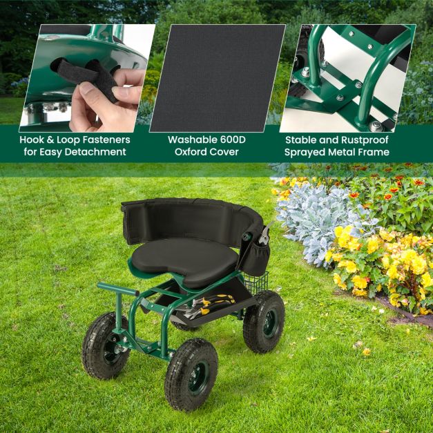 Coast Gartenwagen - Verstellbar - 360° drehbar - 90 x 59 x 106 cm - Grün