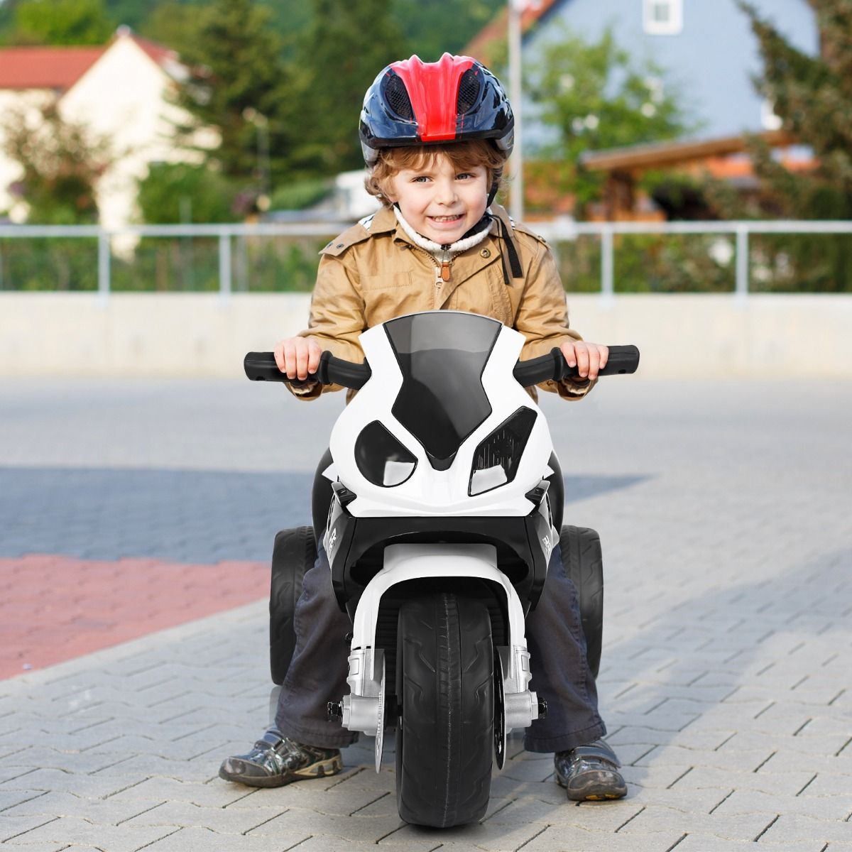 Coast Elektrisches Kindermotorrad 3-Rad - 6V, wiederaufladbar, Max. 20 kg - 66 x 37 x 44,5 cm - PP/Eisen - Schwarz/Weiß