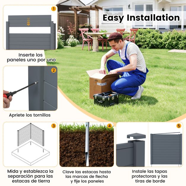 Coast Garden Screen Set - 2 Paneelen - Mit Erdnägeln für Klimaanlage, Clicker und Garten - 123 × 123 cm - Grau