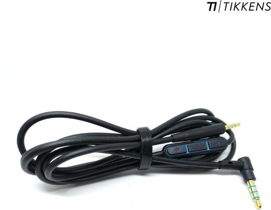 TIKKENS® Audiokabel - 2,5 mm Klinke auf 3,5 mm Klinke - Schwarz - 1,35 m - Aux - Mikrofon - Geeignet für Bose Quietcomfort 25/35, Apple - On-Ear Kopfhörer - Verlängerungskabel