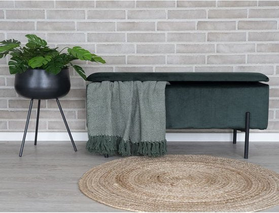 Watford Sofa mit Stauraum grün Velours, schwarz.