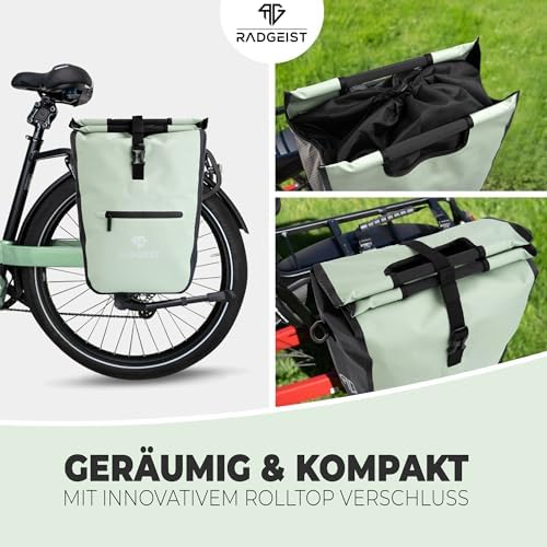 RADGEIST Gepäcktasche für Fahrradträger mit herausnehmbarer Kühltasche und Einkaufstasche, 22–28 Liter