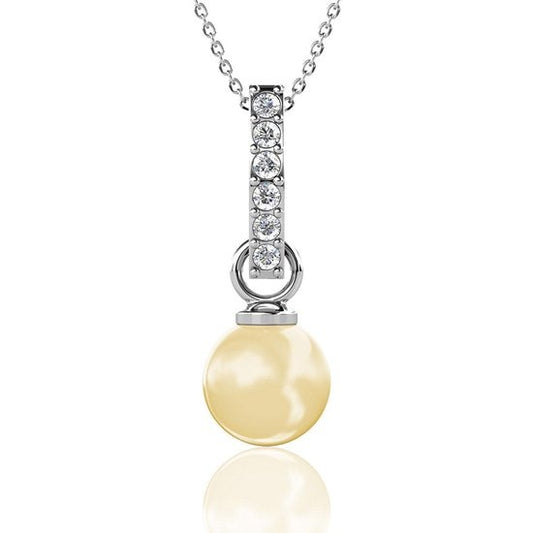 Yolora Damen-Halskette mit Anhänger - Kalpa Camaka Perle und Kristalle - Silber - 18K Weißgold vergoldet - Damen-Halskette Silber - Schmuck - Luxuriöse Geschenkbox - Geschenkbox - Exklusive Geschenkbox - Schöne Geschenkverpackung