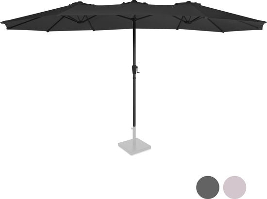 VONROC - Premium Sonnenschirm Iseo - 460x270cm - Doppelter Sonnenschirm - Langlebig - UV-beständiges Tuch - Inkl. Schutzhülle - Anthrazit/Schwarz