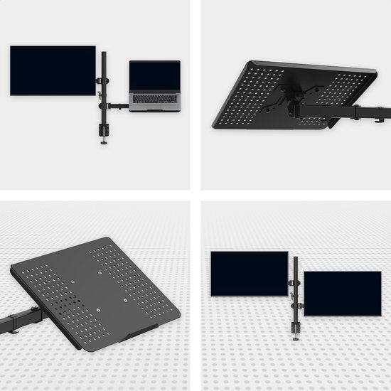 Auronic Monitorarm - 2 Bildschirme - 13 bis 27 Zoll - Verstellbar - Stahl - Schwarz