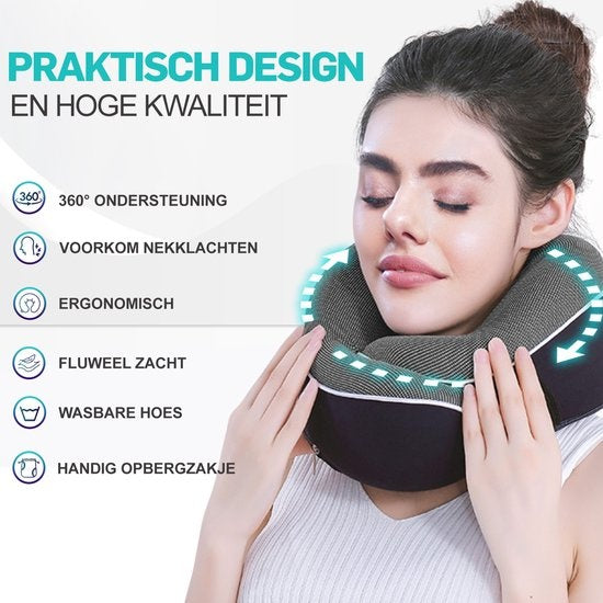 MiRi Nackenkissen -ã€Luxeã€‘Reisekissen - Nackenstütze - Memory Foam - Schwarz - Ergonomisch - Flugzeug/Auto/Heimbüro