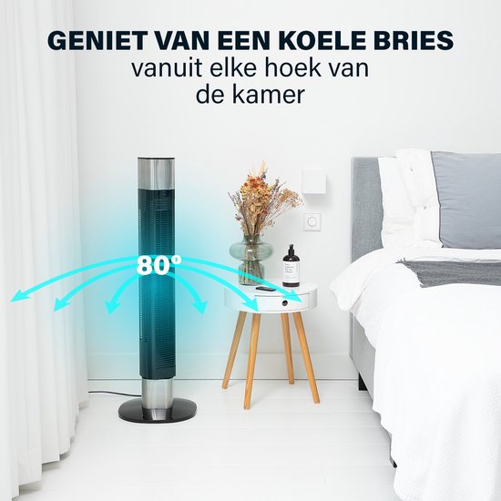 Intelligenter Turmventilator – ohne Flügel – mit App und Fernbedienung – Timer – energieeffizient – Princess 358280 – Schwarz