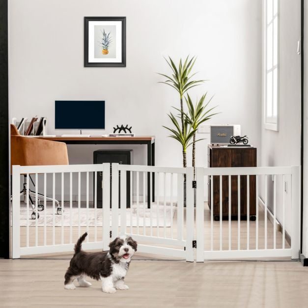 Coast klappbares dreiteiliges Absperrgitter Hunde mit Tor aus Kiefernholz für Türen/Treppen 61 cm hoch weiß