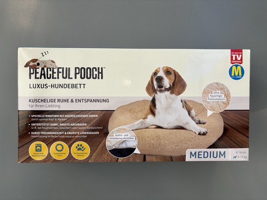 Peaceful Pooch M – flauschiges Hundebett – 76 cm Durchmesser – zusammenklappbar – in verschiedenen Größen erhältlich. Katzenbett – waschbar – herausnehmbare Füllung – entspannt Gelenke und Muskeln – rutschfester Noppenboden
