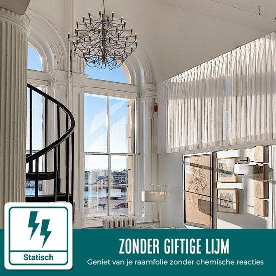 Homewell Fensterfolie HR++ 120x300cm - 99% UV-Schutz - Statisch selbstklebend - Isolierend - Transparent