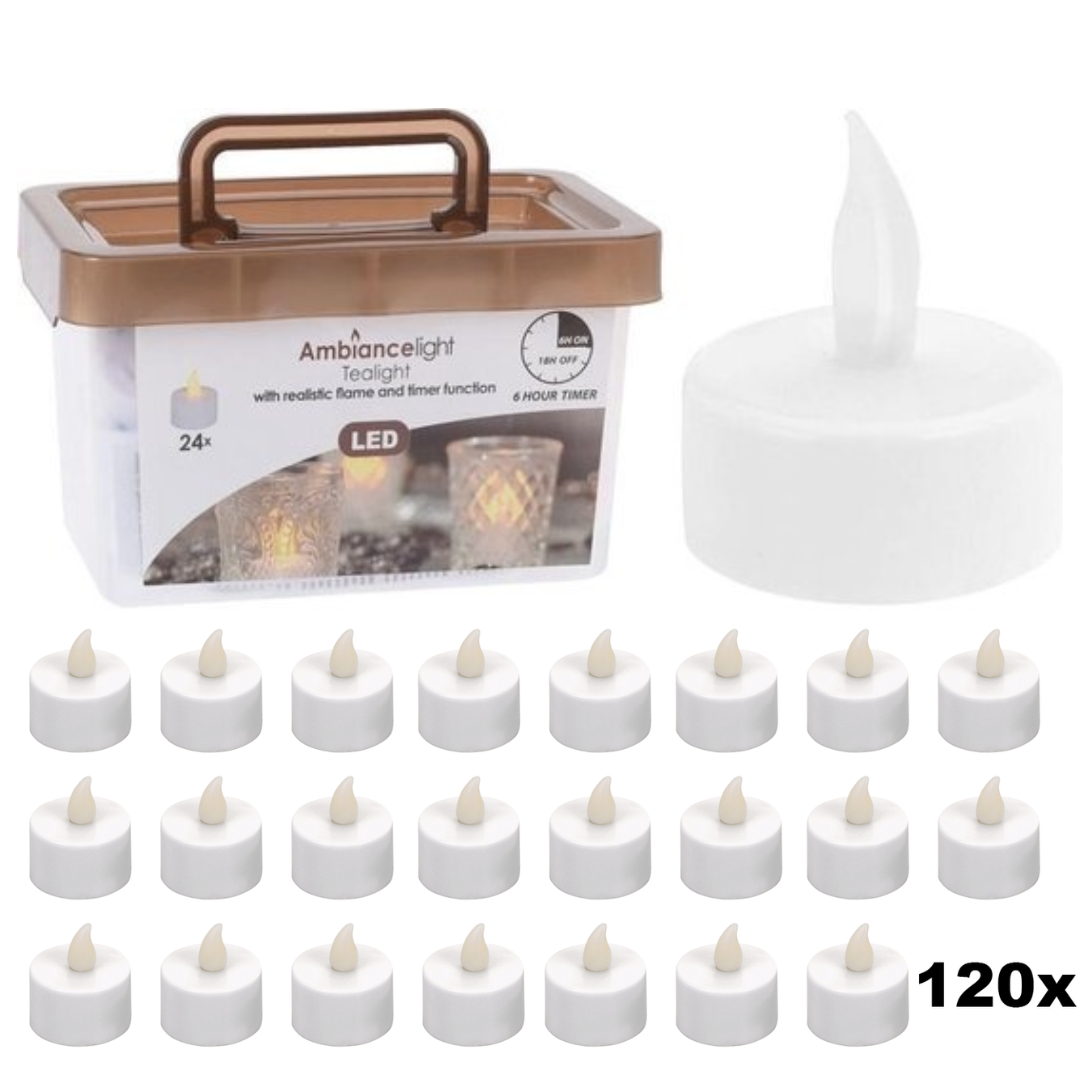 Teelichter LED - Box mit 120 Stück INKLUSIVE Batterie UND Timer