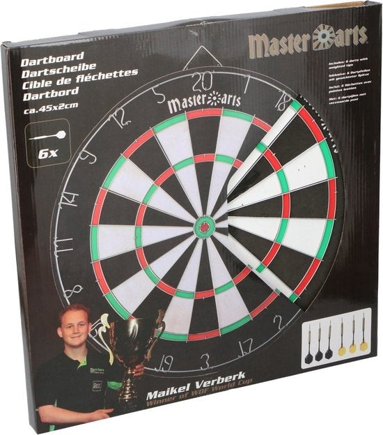 Masterdarts Dartscheibe 45cm x 2 cm mit 2 Pfeil-Sets
