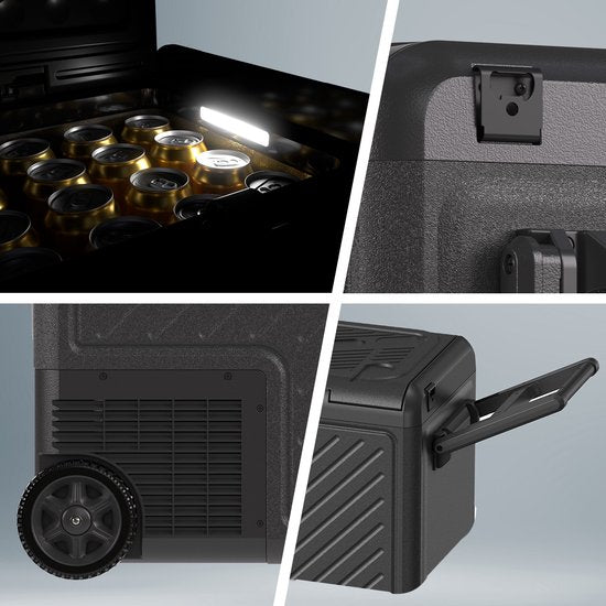 Auronic Electric Cool Box - Kompressor - Mit Rädern - 12V 230 Volt - Auto - 50L - Schwarz/Grau