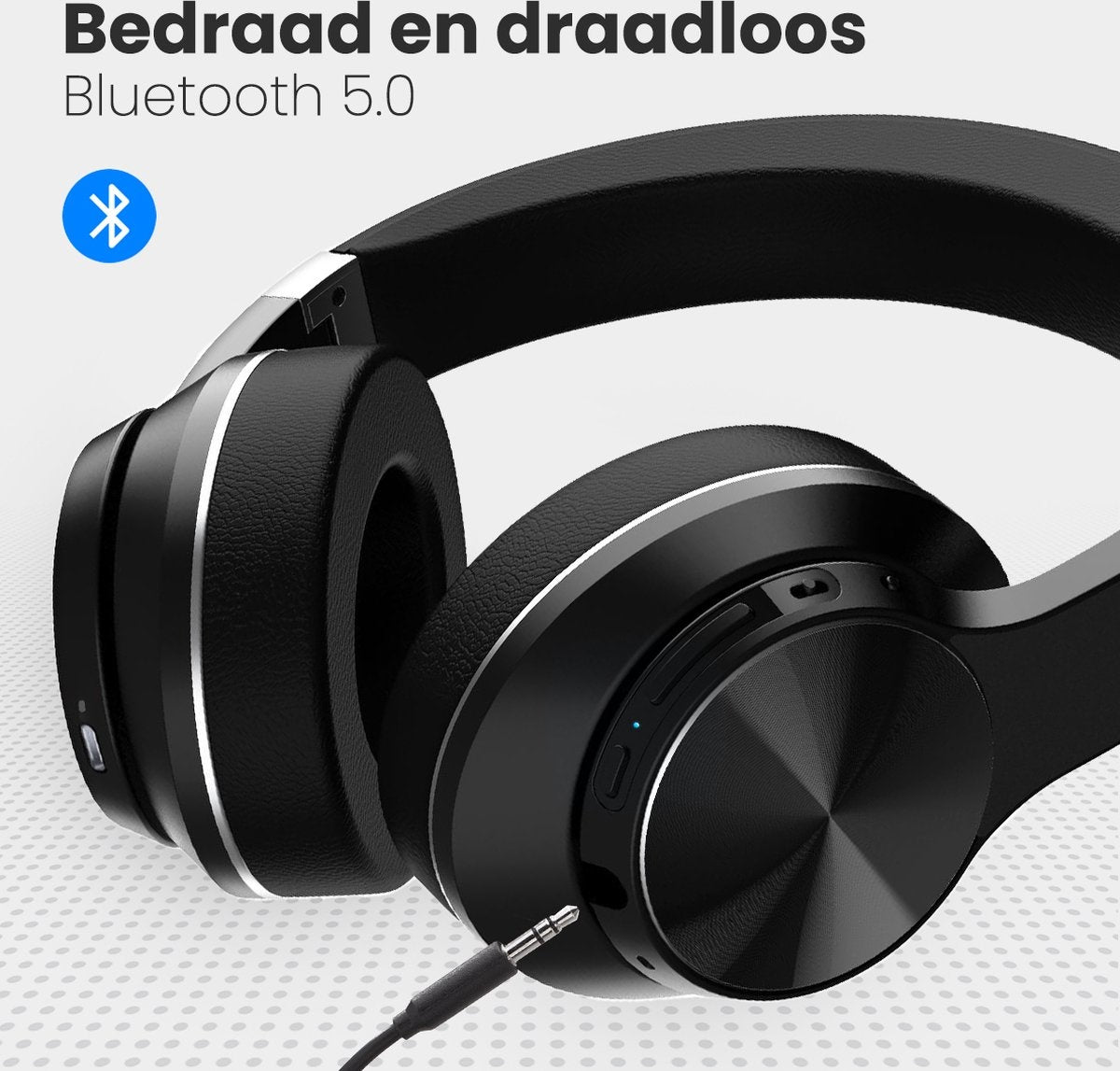 Auronic QuietSound Bluetooth-Kopfhörer kabellos - Over-Ear - aktive Geräuschunterdrückung - Mikrofon - inkl. Tragetasche - Schwarz