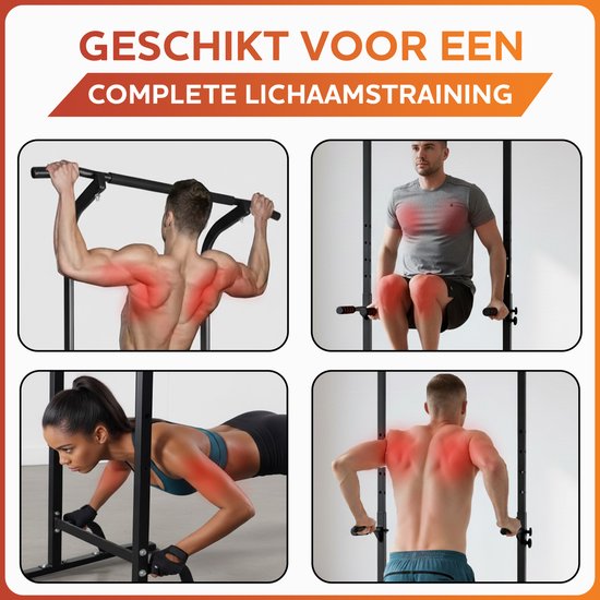 Fitby Klimmzugstation – Kraftstation – Klimmzugstange – Dip-Station – Klimmzugstange – Heimfitness – Fitness – Höhenverstellbar – Schwarz