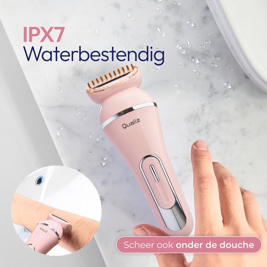7-in-1-Ladyshaver – Epiliergerät für Damen – IPX 7 wasserdicht – Wiederaufladbar – Bikini-Trimmer – Intimrasierer für Damen – Ladyshaver für Frauen – Epilierer – Trimmer für Damen – Qualiz®