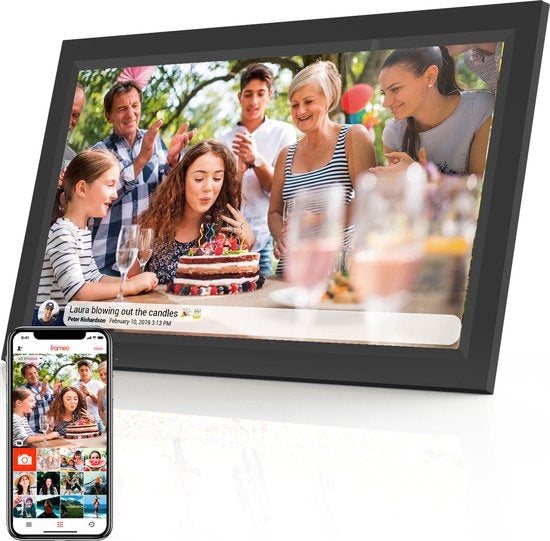 Denver Digitaler Fotorahmen XL - Full HD - Frameo App - IPS-Touchscreen - 16GB - 15,6-Zoll - Schwarz