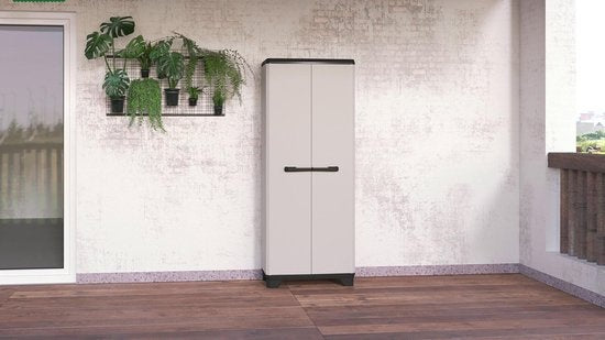 Keter Planet Hochschrank Mehrzweck - 3 Regale - 68x39x173cm - Grau/Schwarz - Recycelter Kunststoff