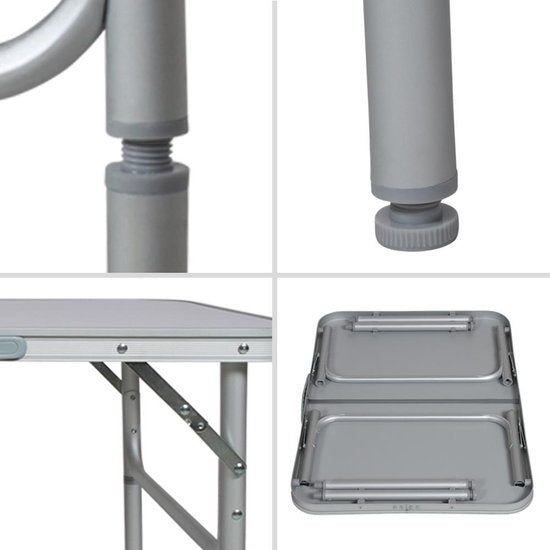 tectake - Klappbarer Campingtisch - Tragbarer Campingtisch - Outdoor-Klapptisch - Klappbarer Tisch - Wetterfest - 75x55x68cm - Grau