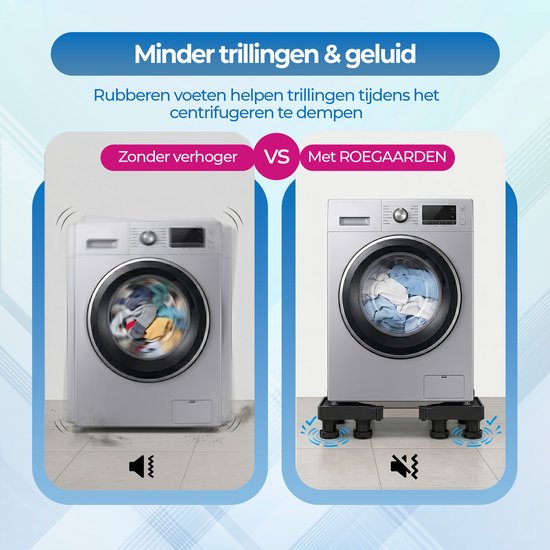 Roegaarden Waschmaschinen-Erhöhung – vibrationsdämpfend – verstellbar – 8 Beine für Stabilität – einfach zu montieren
