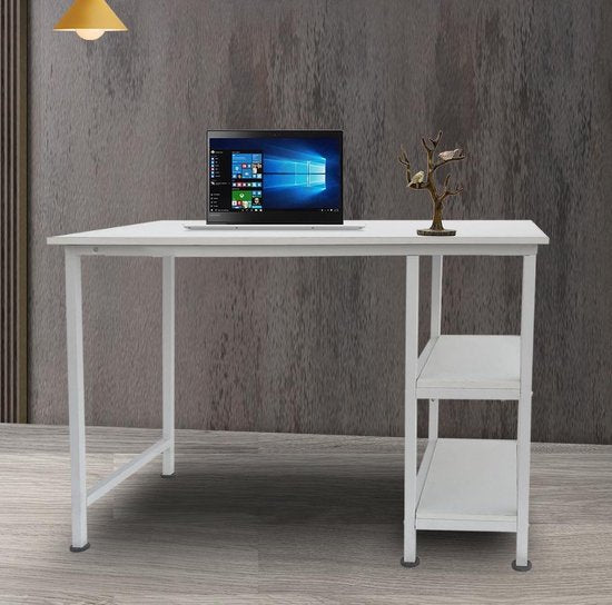 Schreibtisch Computertisch - mit Ablagefächern - weißes Metallholz - 110 cm breit