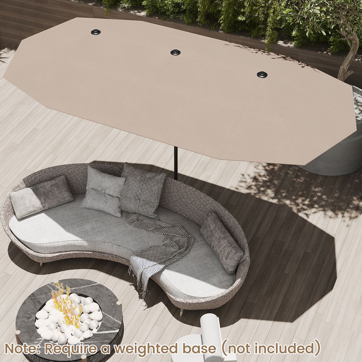 Coast Doppel-Sonnenschirm – rechteckig – wasserabweisendes Polyester – 400 x 215 cm – braun