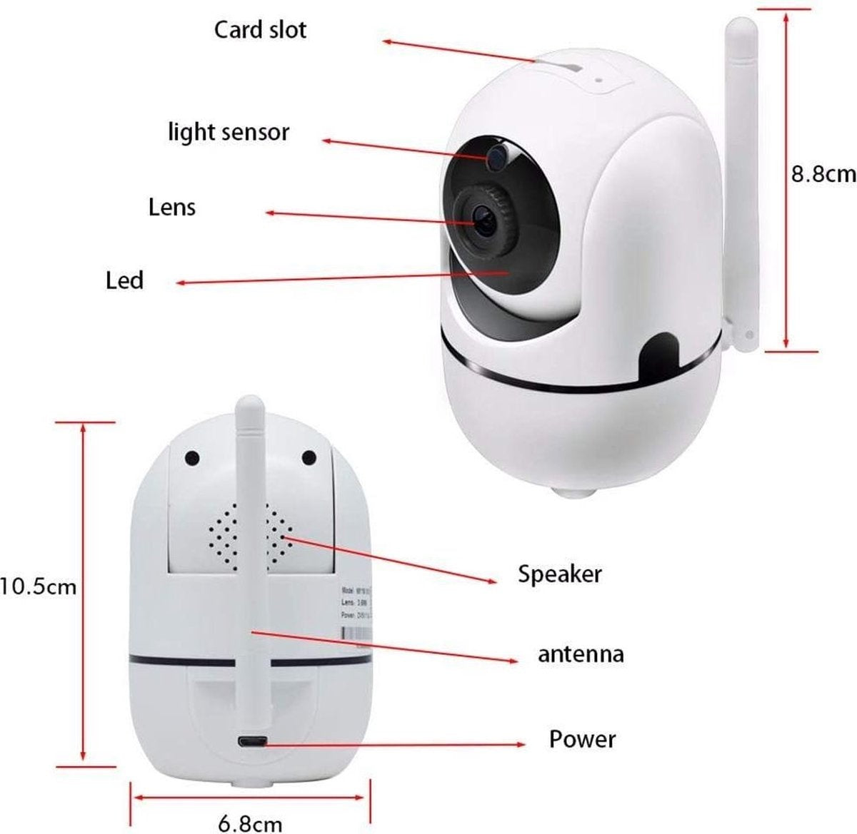 Fuegobird Indoor IP Kamera - 1080P - Sicherheitskamera - Haustierkamera - Babykamera - Kompatibel mit 2.4G/5G WIFI - Bewegungs- und Tonerkennung - Funktioniert mit App - Weiß