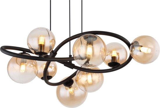 Globo - Hängeleuchte - Tuberius - Messing schwarz - Glas Metall - Ø 65cm - G9 - 56141-8H