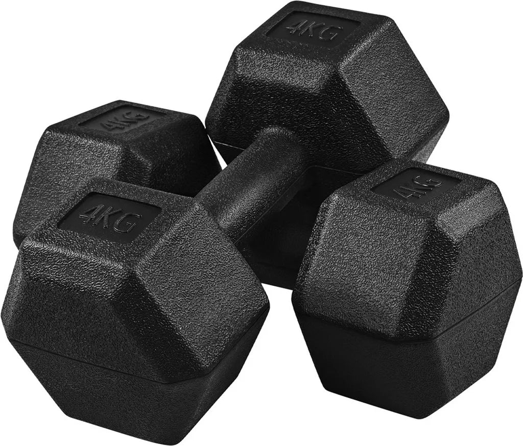 Yaheetech Hexagon-Hantelset 2 x 4 kg – Schwarz – Rutschfeste PVC-Hanteln für das Krafttraining