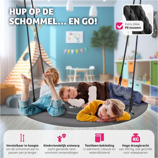 tectake Nestschaukel - Korbschaukel mit einer Tragfähigkeit von bis zu 300 kg - Schaukel für Kinder und Erwachsene - Gartenschaukel für draußen oder Hängesessel für drinnen - Spielzeug für den Garten oder das Kinderzimmer (ABMESSUNGEN Ã˜ 120 cm)