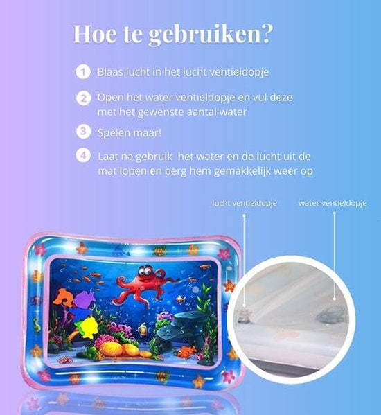 Tenify Waterspeelmat - Watermat - Speelkleed - Opblaasbaar - Tummy Time - Baby Speelgoed 0 Jaar - Kraamcadeau - Roze