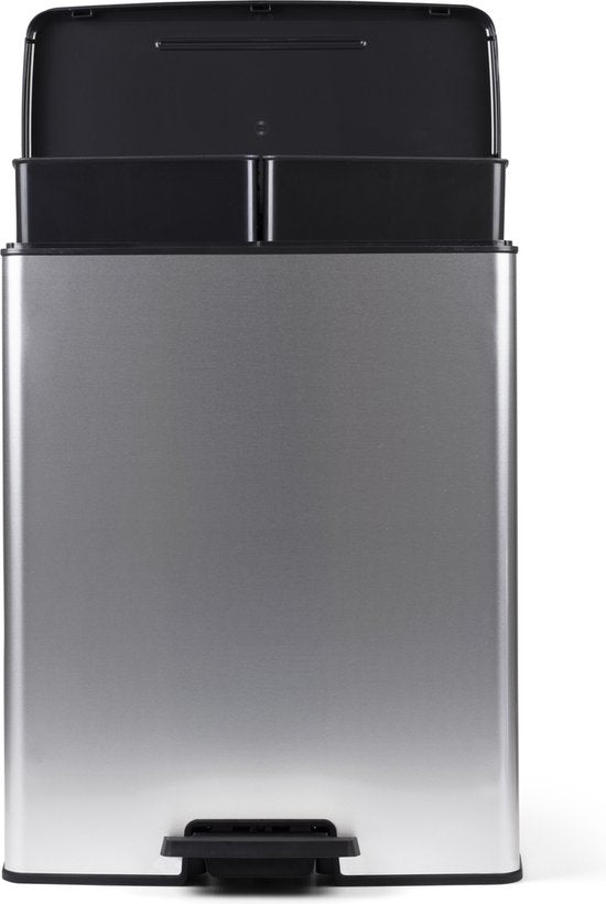 Curver Decobin Duo Mülleimer – 26 l + 26 l – rechteckig – Silber-Metallic