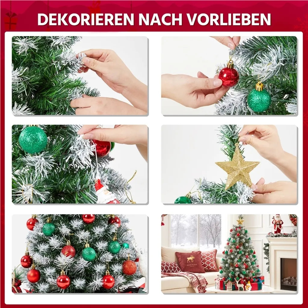 Yaheetech Künstlicher Weihnachtsbaum - 90 cm - Schnee-Effekt - Tischplatte - 96 Zweigspitzen - Standard - Grün