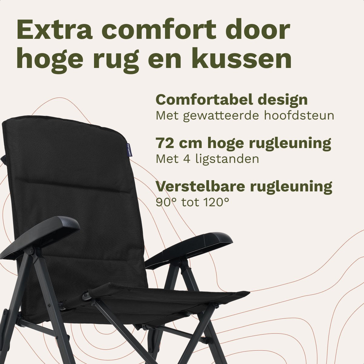 TRVLMORE Luxus Campingstühle 2er Set - faltbar - 150KG Tragkraft - verstellbare Rückenlehne - inklusive Tragetasche - Schwarz