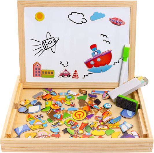 MontiPlay® Magnetisches Spielzeug – Fahrzeuge – Sensorisches Spielzeug – Magnetisches Spielzeug – Montessori-Spielzeug – Magnetspielzeug – Busy Board – Malbrett – Magnetbuch – Reisespielzeug – Spielzeug für unterwegs
