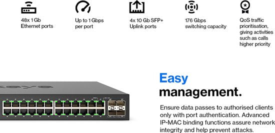 Linksys LGS352C – Netzwerk-Switch – verwaltet – 48 Ports – 10G-SFP+-Ports – Schwarz